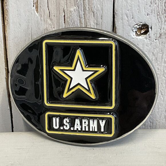 Siskiyou US Army Belt Buckle Mens Black Enamel Military Pewter - Picture 1 of 6